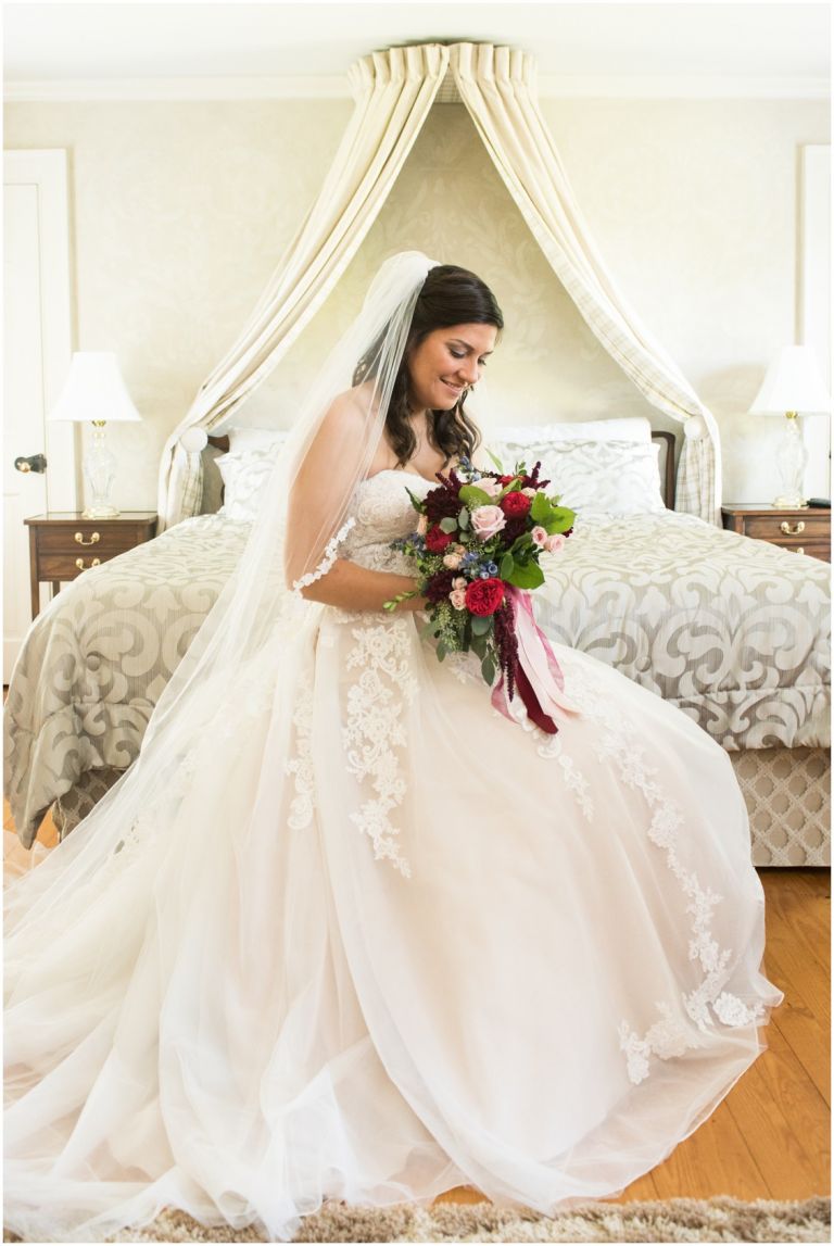 Eastern Shore bride in manor house with flowers Melissa Grimes-Guy Photography